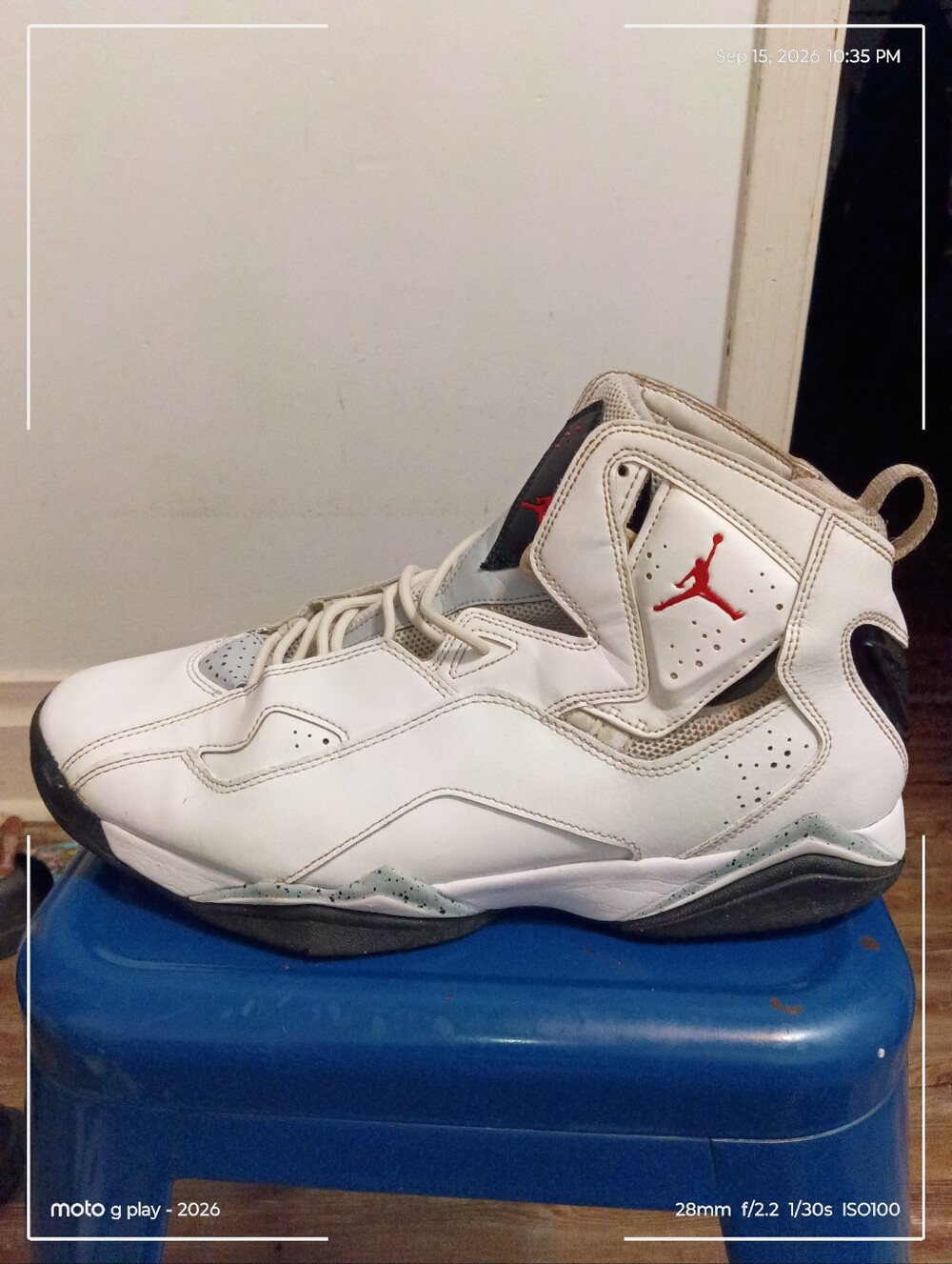 Jordan Men’s White Basketball High-Top Sneakers with Red Jumpman